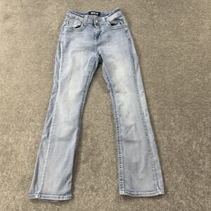 Sky Light Wash Bootcut Jeans Embellished Rhinestone Pockets Womens Size 5/6 Y2K